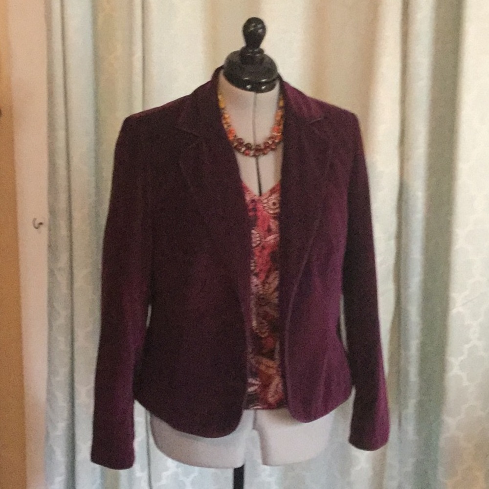Norton McNaughton burgundy velvet blazer